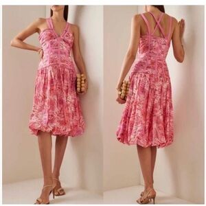 Ulla Johnson Womens Kaia Cotton Midi Dress Camellia Pink Floral Cotton Size 6